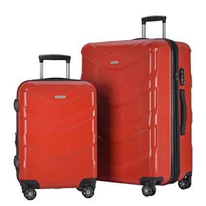 HyBrid Travel 2 PC Luggage Set Durable Lightweight Hard Case Spinner Suitecase