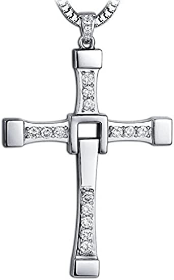 YUMILY Stainless Steel Masculine Mens Religious Cross Pendant Necklace With Silver Chain
