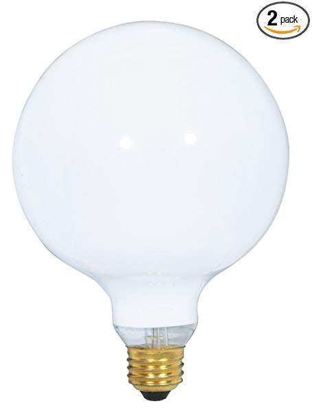Satco S3004 120-Volt 150-Watt G40 Medium Base Light Bulb, Gloss White - 2 Pack