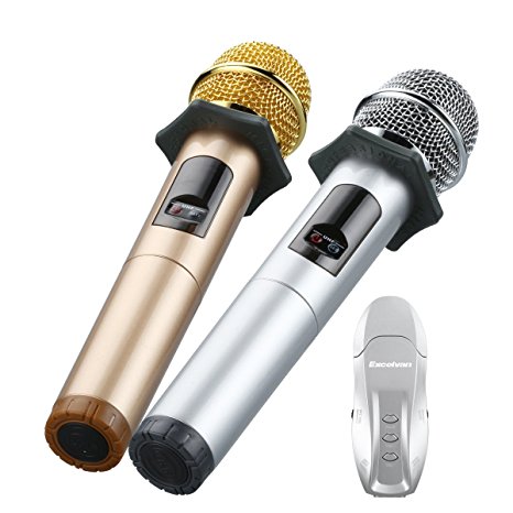 Wireless Handheld Microphone, Excelvan K18U Bluetooth Karaoke Microphone with Receptor Various LED Display Support APP for Bar KTV Home Party Speech Presentation