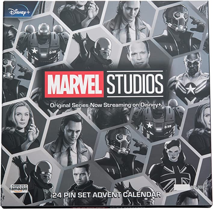 Marvel Studios Advent Calendar for 2021 Limited Edition Metal-based with Enamel Lapel Pin Set. Comes in an Officially Licensed Box. (Amazon Exclusive)