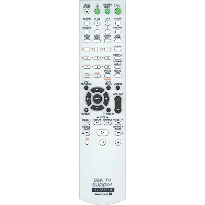 DSK TV Supply RM-ADU005 Remote for Sony Audio/Video Receivers (Sub for RM-ADU003, RM-ADU006)