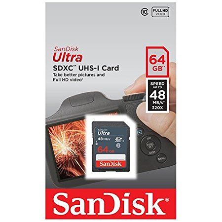 SanDisk Ultra 64GB Class 10 SDXC UHS-1 Memory Card up to 48MB/s - SDSDUNB-064G