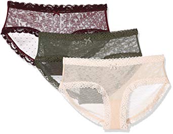 Madeline Kelly Women's 3 Pack Dot Mesh with Lace Trim Hipster