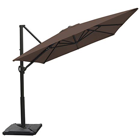 Abba Patio Rectangular Offset Cantilever Umbrella Outdoor Patio Hanging Umbrella with Cross Base, 8 x 10- Feet, Cocoa