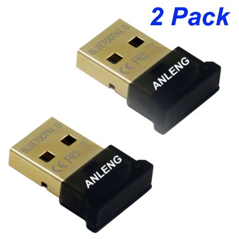 ANLENG Bluetooth 40 USB Dongle Adapter Universal Plug Compatible with Windows 10 81  8 7 Vista XP 3264 Bit - 2 Pack