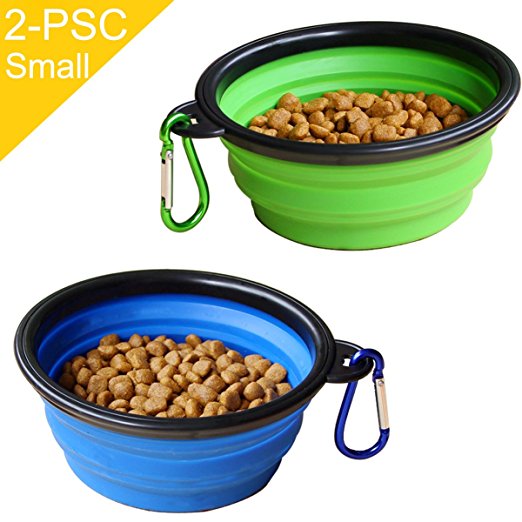 STARUBY Collapsible Dog Bowl, 2 Pack Foldable Pet Travel Bowl, for Outdoor Camping Pet Food Water Bowl