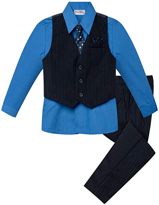 OLIVIA KOO Baby and Big Boy's 4 Piece Pinstripe Vest Suit Set (Size S to 20)