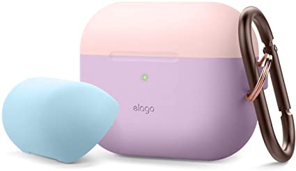 elago Duo Case with Keychain Designed for Apple AirPods Pro Case, 2 Caps   1 Body [ Lovely Pink, Pastel Blue   Lavender ]