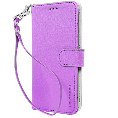 BUDDIBOX Galaxy S8 Case [Wrist Strap] Premium PU Leather Wallet Case with [Kickstand] Card Holder and ID Slot for Samsung Galaxy S8, (Purple)