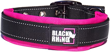 Black Rhino - The Comfort Collar Ultra Soft Neoprene Padded Dog Collar for All Breeds - Heavy Duty Adjustable Reflective Weatherproof