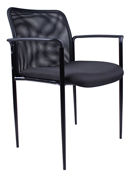 Boss Office Products B6909-BK Stackable Mesh Guest Chair in Black