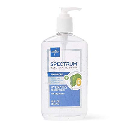 Medline Spectrum Gel Hand Sanitizer, with Aloe & Vitamin E, 15 oz (1 Count)