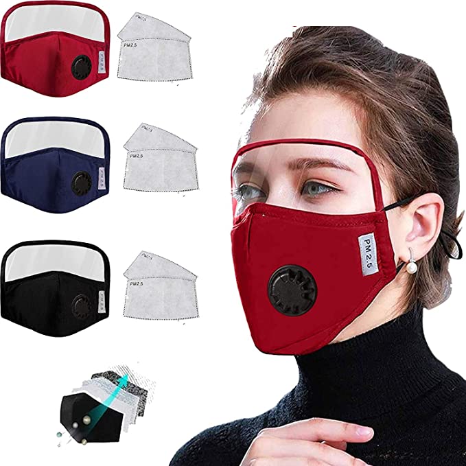 Eye Shield Cotten Face Bandanas, Reusable and Breathable with Eyes Shield Full Protection Anti-Haze Dust, for Adults…