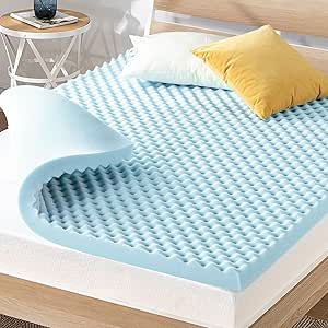 Best Price Mattress 3 Inch Egg Crate Memory Foam, Cooling Gel Infusion, Twin Mattress Topper, Blue (ECMF-GM3T)