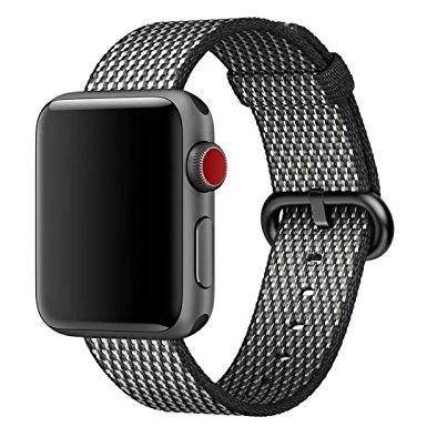 Hailan Band for Apple Watch Series 1 / 2 / 3,Newest Design Fine Woven Nylon Wrist Strap Replacement with Classic Buckle for iwatch,38mm,Black Check