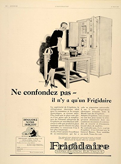 1928 Ad French Frigidair Refrigerator Maid Cook Kitchen - Original Print Ad