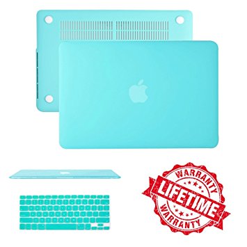 Macbook 12" Case Cover, IC ICLOVER Ultra Slim and Light Weight Rubberized Matte Hard Protective Case Cover & Keyboard Cover for Macbook 12"(A1534)-Turquoise Blue