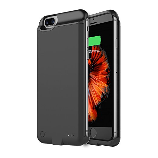 iPhone 7 Plus Battery Case, Sunany 5000mAh Backup Battery Cover Extended Portable Charger with Phone Holder for iPhone7 Plus / 6S Plus / 6 Plus (5.5 inch) Black