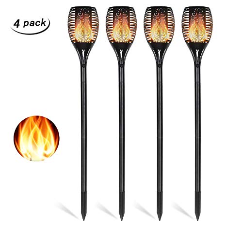 Solar Torch Lights, OxyLED Solar Garden Path Light with Realistic Dancing Flames, Waterproof Wireless Outdoor Garden Decorations Landscape Lighting (solar 4pack)