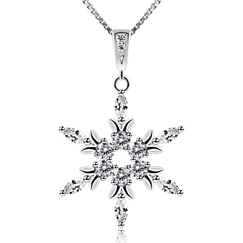 B.Catcher Sterling Silver Snowflake Necklace Crystal Cubic Zirconia Charm