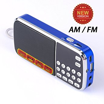 Dewant® Mini Digital Portable MP3 Music Player with Micro SD/TF USB Disk Radio Speaker. (088AM Blue)