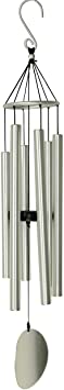 OSVINO Large Metal Wind Chime Tuned 36" Deep Tone 6 Hollow Tubes for Garden Patio Yard Indoor Home Décor, Silver 36"