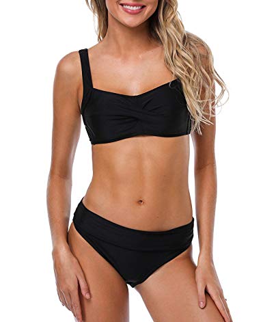 ATTRACO Bikini Swimsuit for Women Wireless Backless Two Piece Swimwear