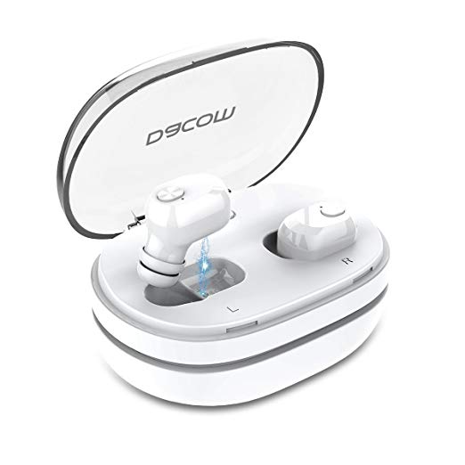 True Wireless Earbuds,Dacom Best TWS Bluetooth Earphones Smallest Bluetooth Headphones with Built-in HD Microphone and Bonus Portable Charging Case(White)