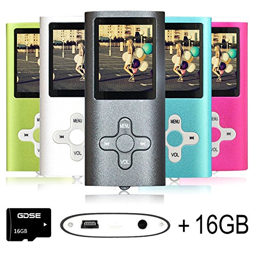 Goldenseller 16GB Mp3 Player Mp4 Player for a Micro SD Card Slot, Media Player, Music Player, Portable Videos Player,Voice Recording Player (Black 1)