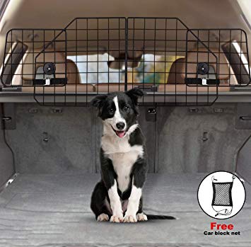 ERYTLLY Dog Car Barriers,Dog Barrier for SUV,Vehicles,Dividers,Pet Barriers Heavy Duty Wire Adjustable Dog Barrier with Front Seat Mesh Pet Barrier Net Organizer