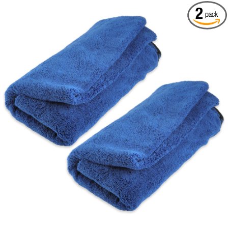 Zwipes Large Premium Absorbent Microfiber Drying Towel (Size: 40" x 25"), 2-Pack Pocketed Plush Lint-Free Cloth, Blue