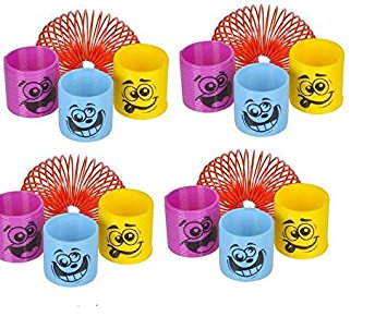 RIN 761691551157 (50) Assorted Colorful 1.38'' Silly Face Springs (Slinkies) ~ Miniature Fun Favors ~ Easter Goody Bag ~ Party Gifts ~ Teacher Cla