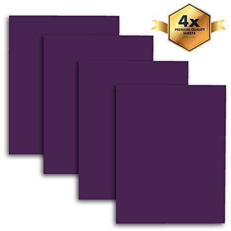 MiPremium PU Heat Transfer Vinyl, Purple Iron On Vinyl 12" x 10" (4 x Sheets), for T Shirts Sports Clothing & Other Garments and Fabrics, Easy to Cut Weed & Press Purple Vinyl (Purple UK)