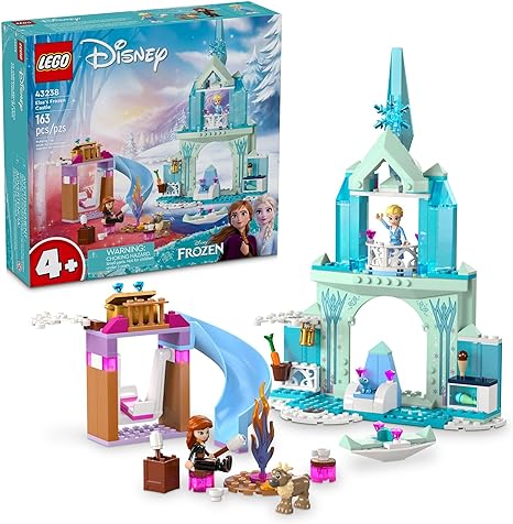 LEGO Disney Frozen Elsa’s Frozen Princess Castle Toy Set for Kids, Includes Elsa and Anna Mini-Doll Figures and 2 Animal Figures, Frozen Toy Makes a Great Birthday Gift for Kids Ages 4 Plus, 43238