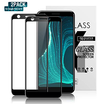 Gozhu (2-Pack) Google Pixel 3a XL Tempered-Glass Screen Protector, Bubble Free, Fingerprint, Scratch, and Force-Resistant,Case-Friendly Screen Protector for The Google Pixel 3a XL (Pixel 3A XL-Black)