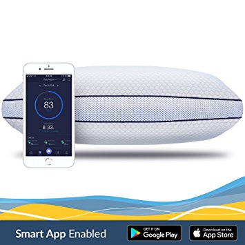 iSense Sleep SMART Pillow, Adjustable Height, Integrated Sleep Tracking w/ Sleep Score / Tips, Smart Alarm and Sleep Aid Music, Precision Cut Memory Foam Infused With Cooling Gel Beads. (Queen)