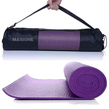 Masione Yoga Mat 6mm Thick Floor Exercise Mats Workout Fitness Pilates Blanket Anti-Tear and Non Slip Surface Cushioned Foam Camping Pad with Carry Bag