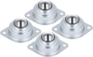 com-four® 4x ball castors, furniture castors, ball roller bearings with bottom flange mounting holes, made of steel