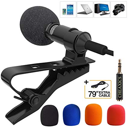 Lavalier Lapel Microphone,Microphone Kit with Easy Clip On System for IPhone,Ipad, All Smartphones,PC,DSLR,Camcorder,Youtube,Interview,Video Conference,Noise Cancelling Mic