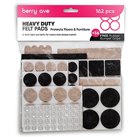 Furniture Pads: 162 Piece Variety Pack – Self Adhesive Felt Floor Protectors with Transparent Noise Bumpers
