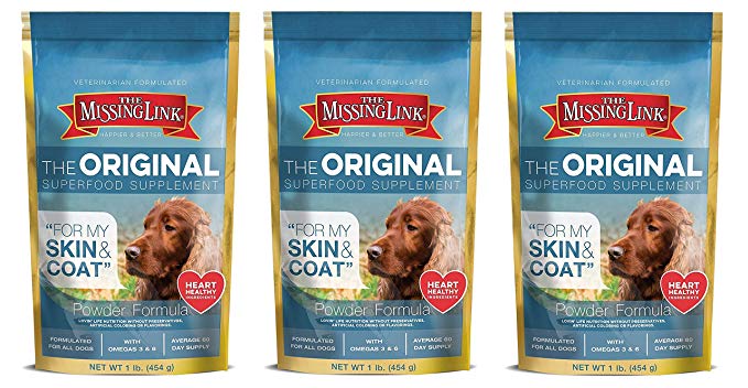 (3 Pack) Missing Link Ultimate Skin and Coat Dog Supplement, 1 Pound each