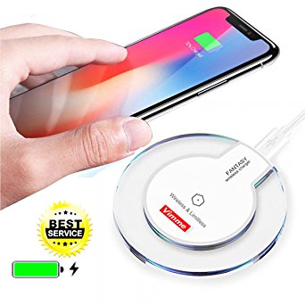 iPhone X Wireless Charger, Qi Wireless Charger Pad for apple iPhone 8 iPhone X Samsung Galaxy S8 Note 8 5 S6 S7 Edge S8 S8  Google Nexus 4 5 6 Certified Wireless Charger Cable Free