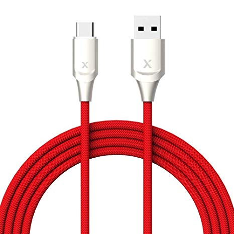 Xcentz USB Type C Cable 3ft, Premium Double Nylon Braided Type-C to USB-A Fast Charging Cable with LED Light for Galaxy S9/S8/Note 8, LG V30/V20/G7/G6/G6, Sony XZ, MacBook & More