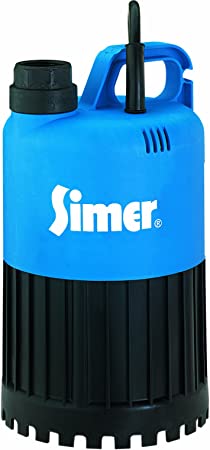 Simer 2385 1/2 HP Submersible Utility Pump, Removes Unwanted Water From Flat Rooftops, Window Wells, Or Any Shallow Depressions, Thermoplastic & Stainless Steel Body, 3,000 GPH, 115V, 1-1/4" Male BSP