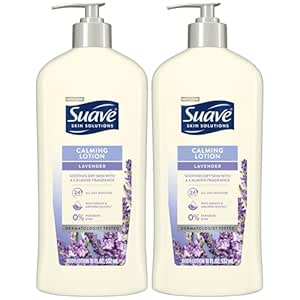 Suave Body Lotion, Lavender Calming Lotion – Moisturizing Body Lotion for Dry Skin Infused with Lavender and Vanilla Bean Extracts, Paraben-Free, Scented Lotion, 18 Oz (Pack of 2)