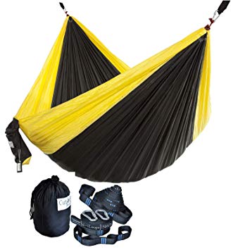 Cutequeen Double Nest Nylon Fabric Hammock with Multi Loops Tree Straps