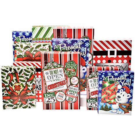 12 Christmas Wrapping Boxes Set Decorative Holiday Paper Box for Shirt Robe Lingerie Clothing, 6 Shirt Boxes 4 Lingerie Boxes 2 Robe Boxes