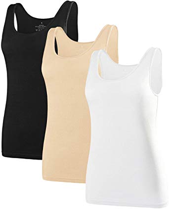 Le Nepho Womens Tank Tops Wide Strap Tank Top Scoop Neck Cami 3-Pack