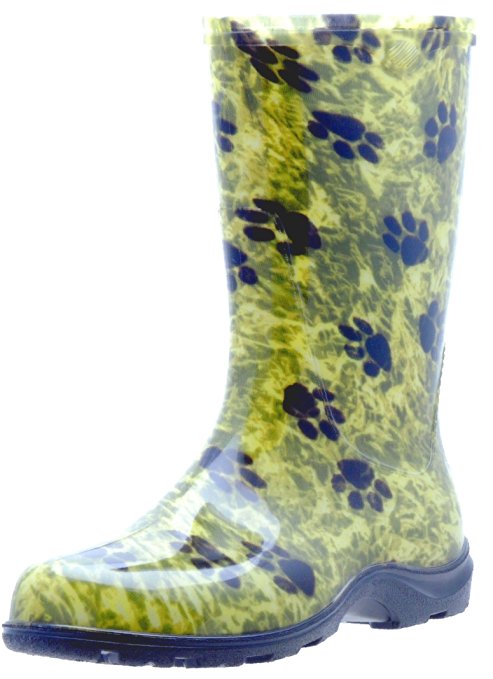 Sloggers  Women's Rain and Garden Boot with "All-Day-Comfort" Insole, Paw Print Green - Wo's size 6 - Style 5006PG06